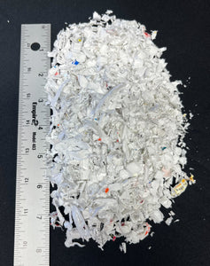 Shredded (Coarse) Recycled White HDPE with labels/foil - 20 lb. box [Replay]