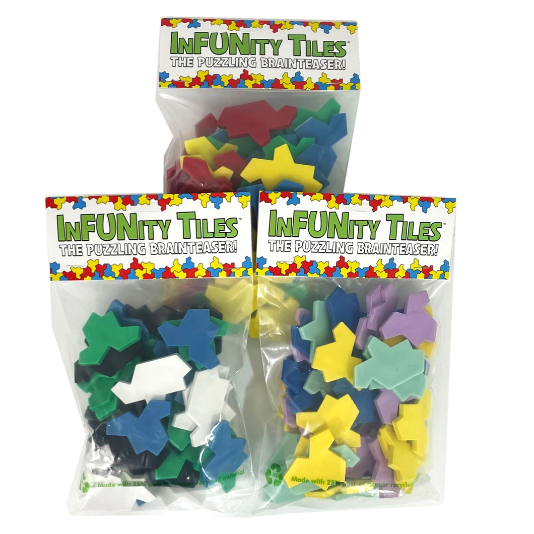 InFUNity Mini Tiles Puzzle Pack (Half Hats/Half Turtles, 4 Random Colors, Set of 48) [Replay]