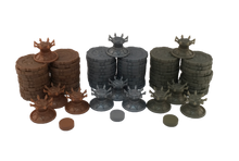 Load image into Gallery viewer, Metallic Plastic Coins &amp; Crowns Set (Cursed Court)